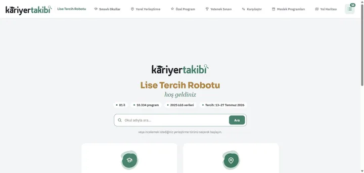 Lise Tercih Robotu — 81 il, yerel yerleştirme ve pansiyon